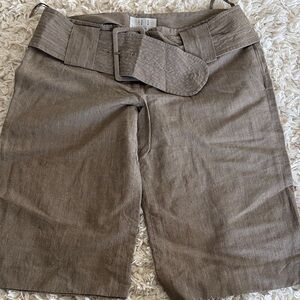 Elegant Tan Belted Women's Bermudas